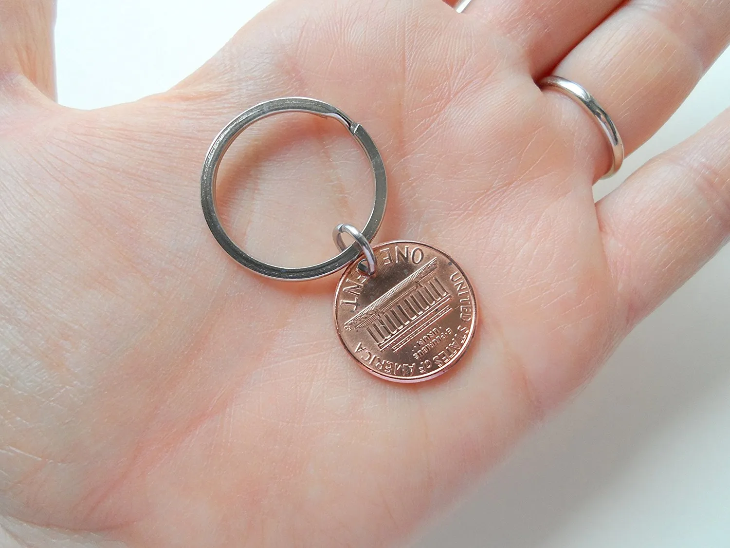 19 Year Anniversary Gift • Double Keychain Set 2006 Penny Keychains with Engraved Heart Around Year by Jewelry Everyday
