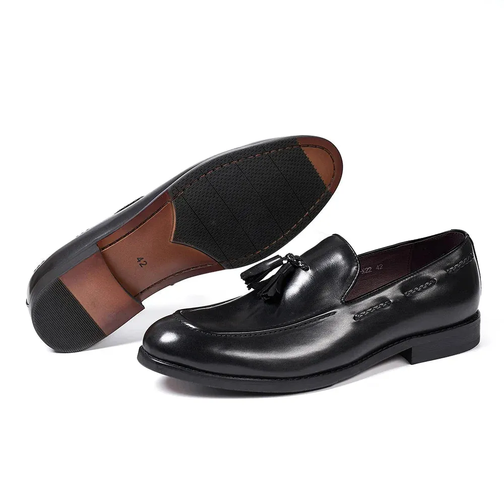 binfenxie  - Classic Men's Tassel Loafers Genuine Leather Handmade Slip on Daily Casual Shoes Comfortable Office Wedding Dress Shoes for Men