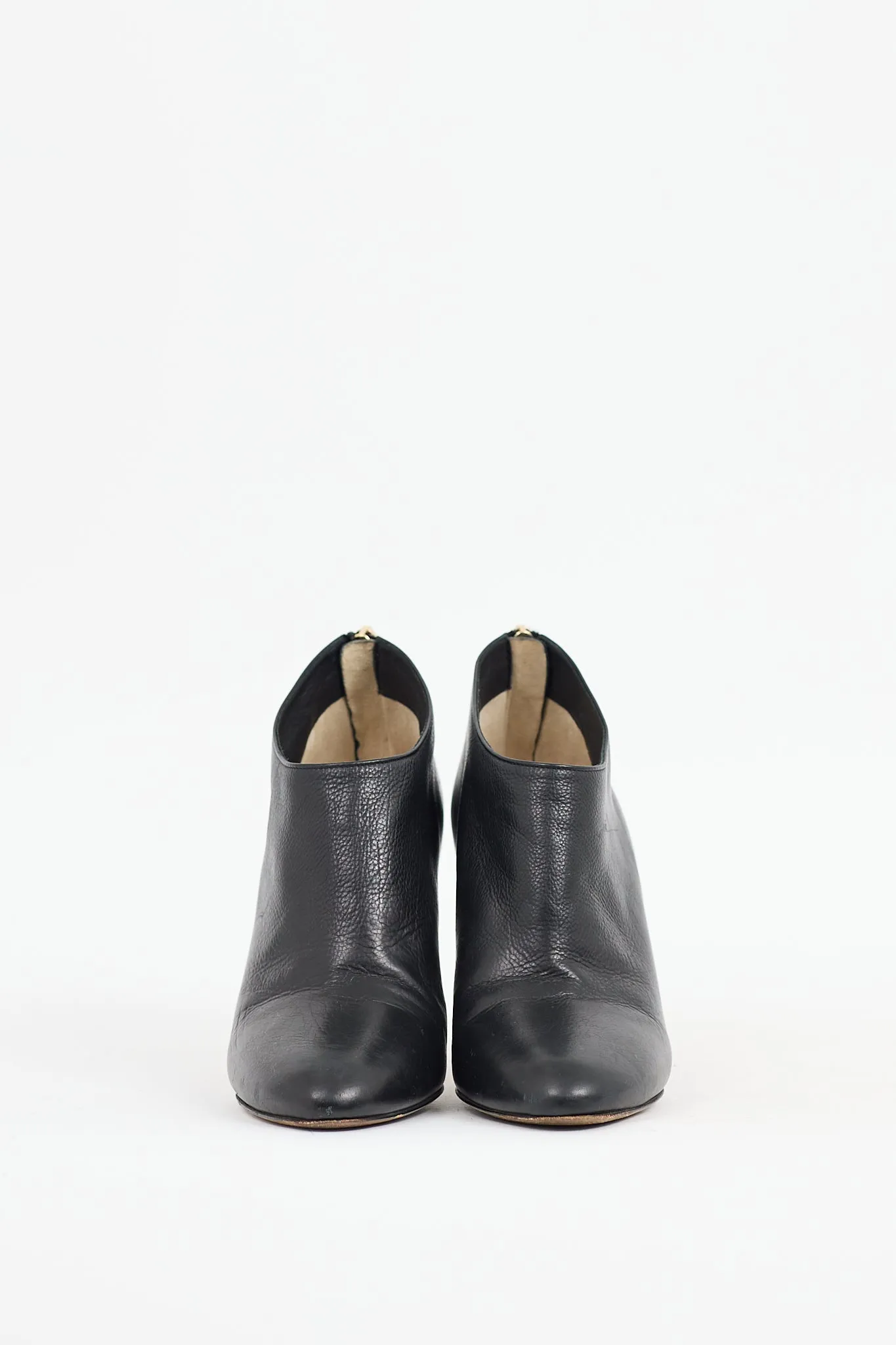 Black Leather Mendez Heeled Bootie