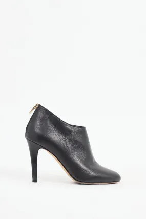 Black Leather Mendez Heeled Bootie