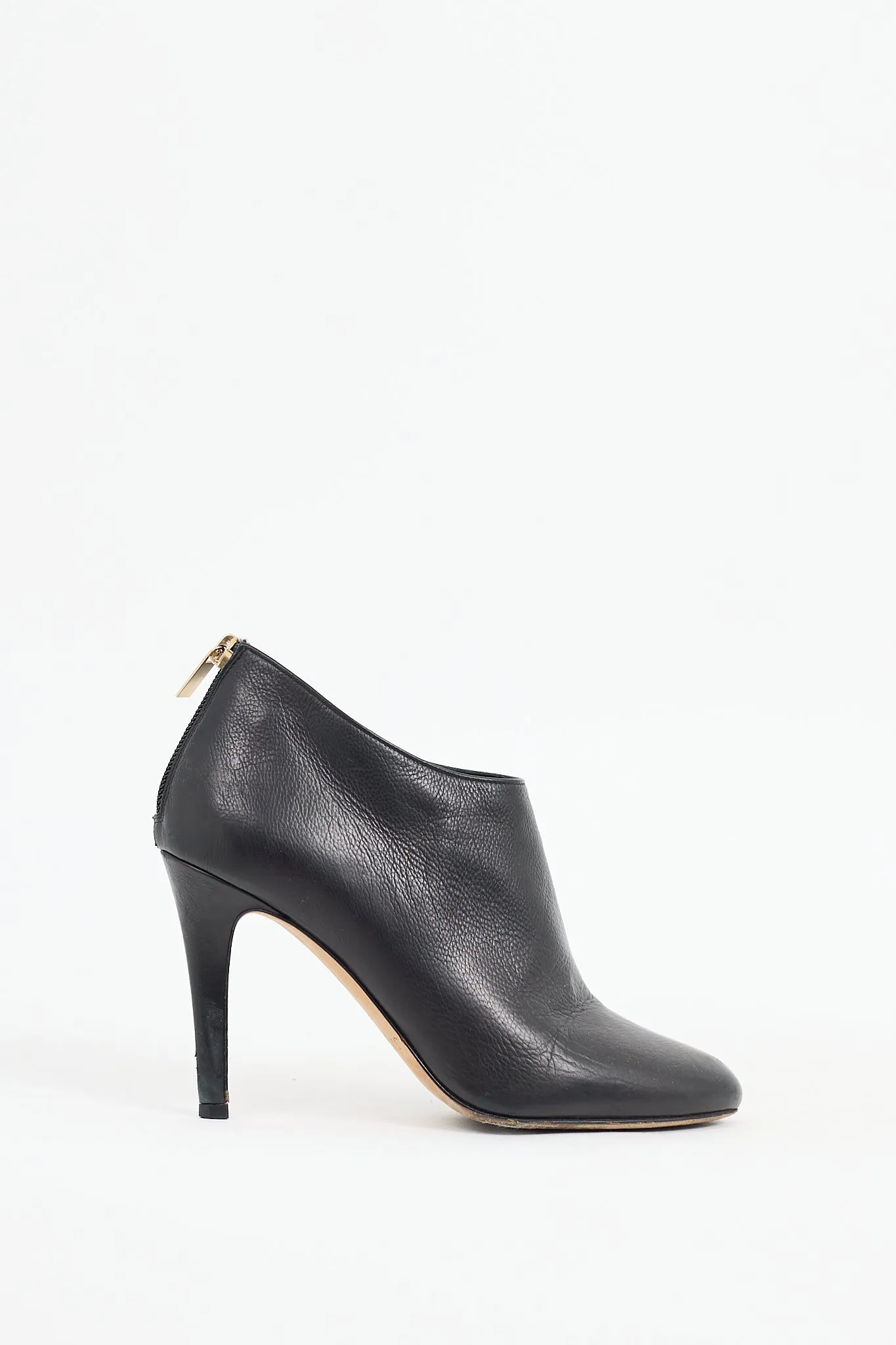 Black Leather Mendez Heeled Bootie
