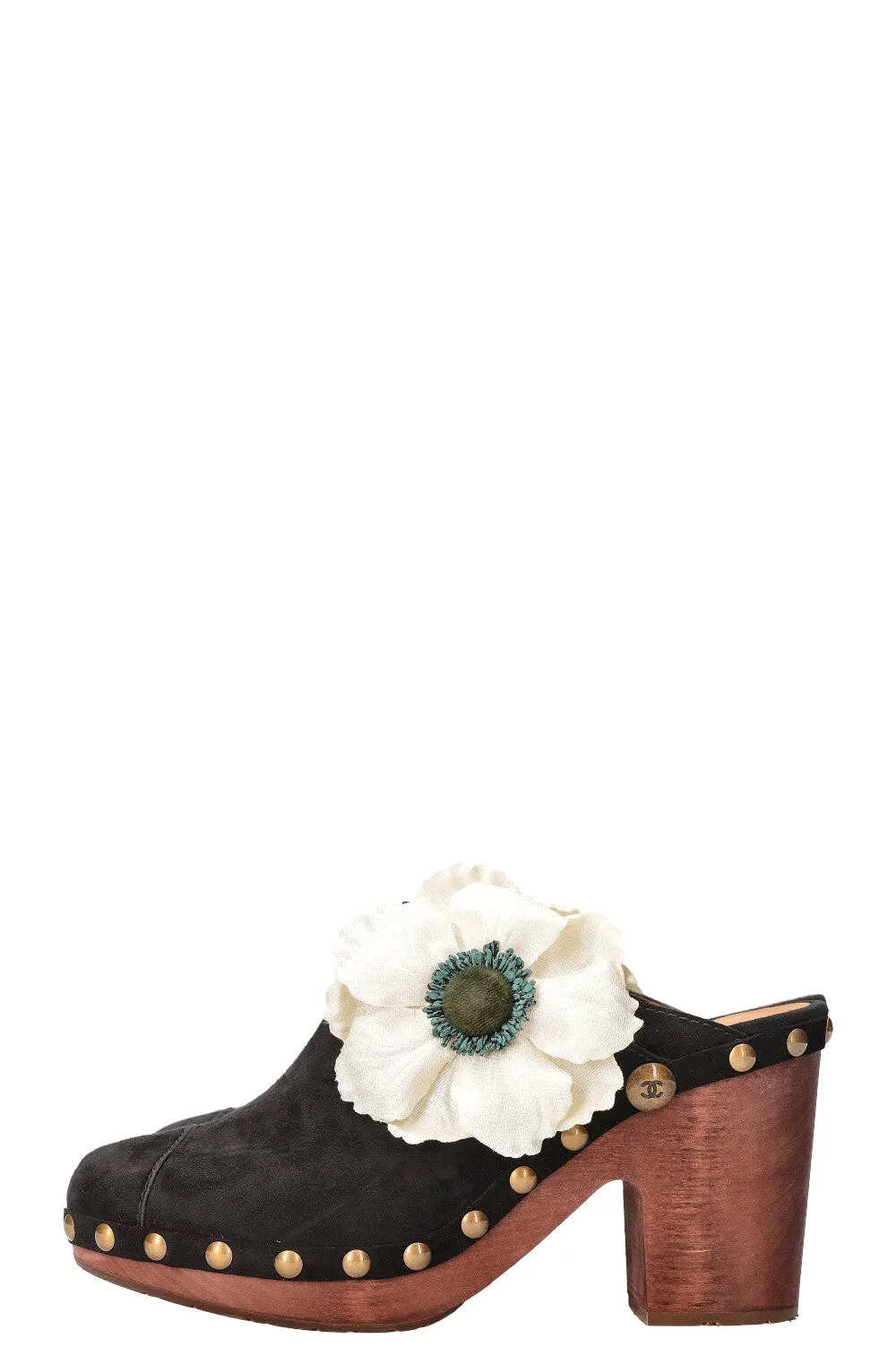 CHANEL Clogs Suede Black