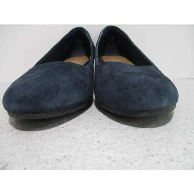 Clarks Slate Blue Suede Round Toe Wedge Pumps Size Us