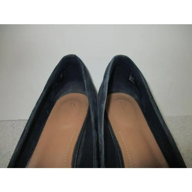 Clarks Slate Blue Suede Round Toe Wedge Pumps Size Us
