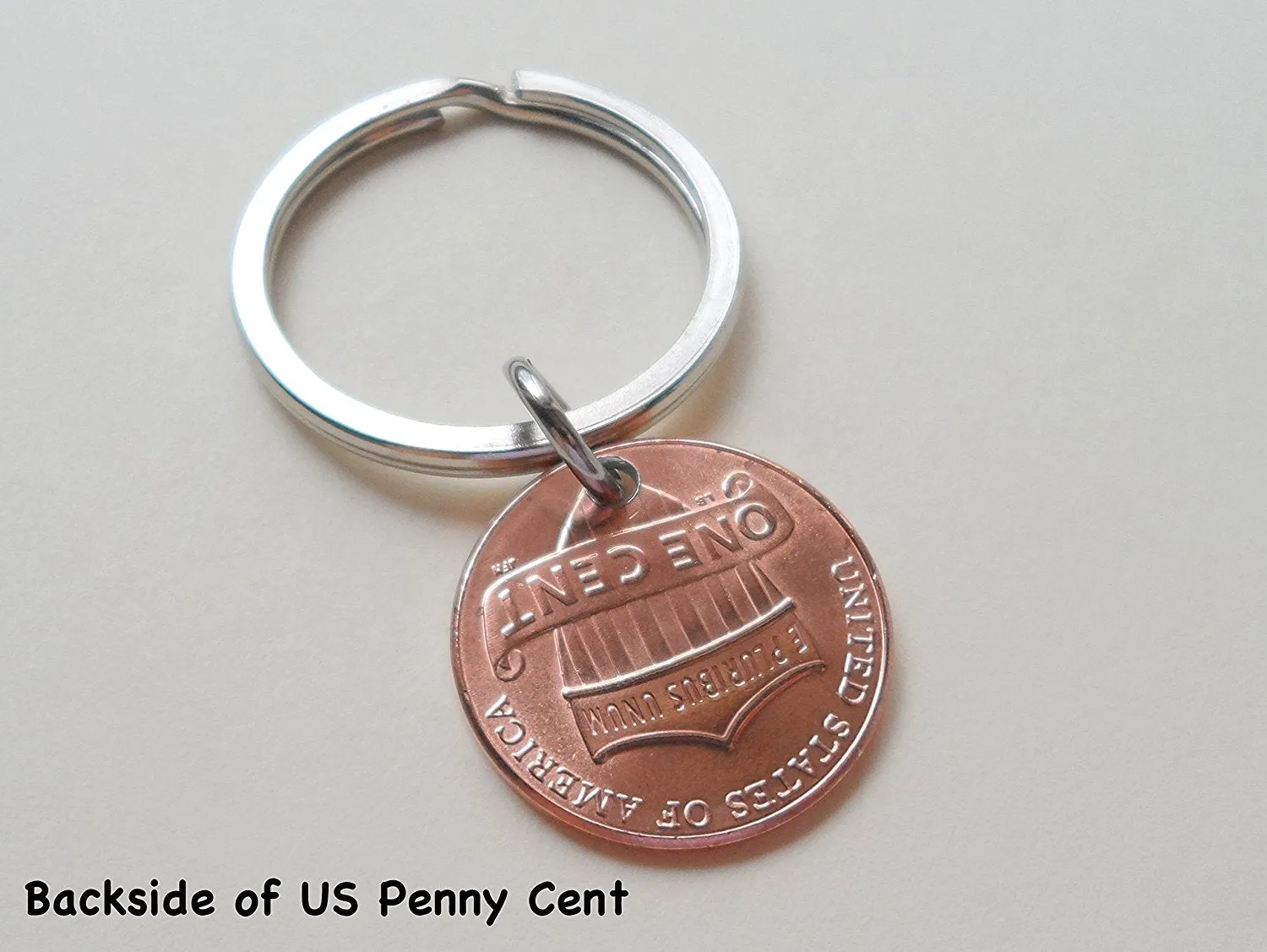 Clover Charm Layered Over 2017 Penny Keychain; 8 Year Anniversary Gift, Couples Keychain