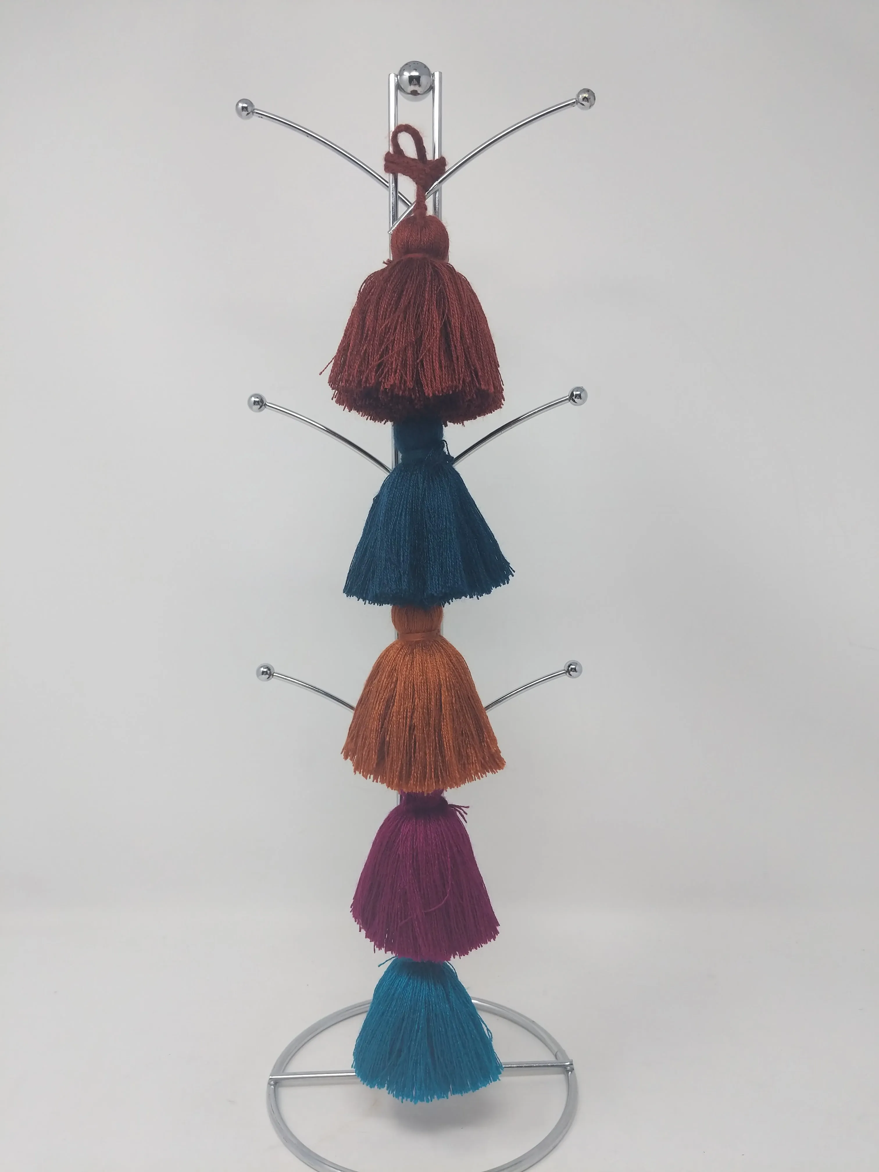 FIVE TIER TASSEL GARNET RED/NAVY BLUE