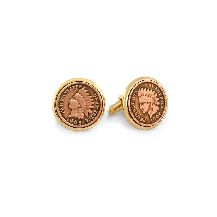 Gold Finish Indian Head Penny Cufflinks