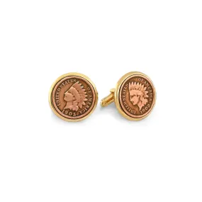 Gold Finish Indian Head Penny Cufflinks