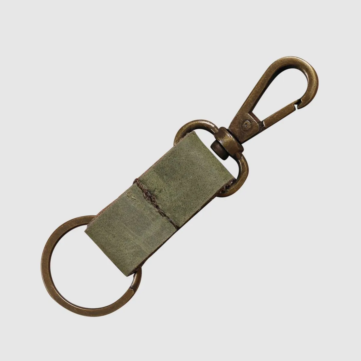Leather Keychain Sturdy Style- Olive Green