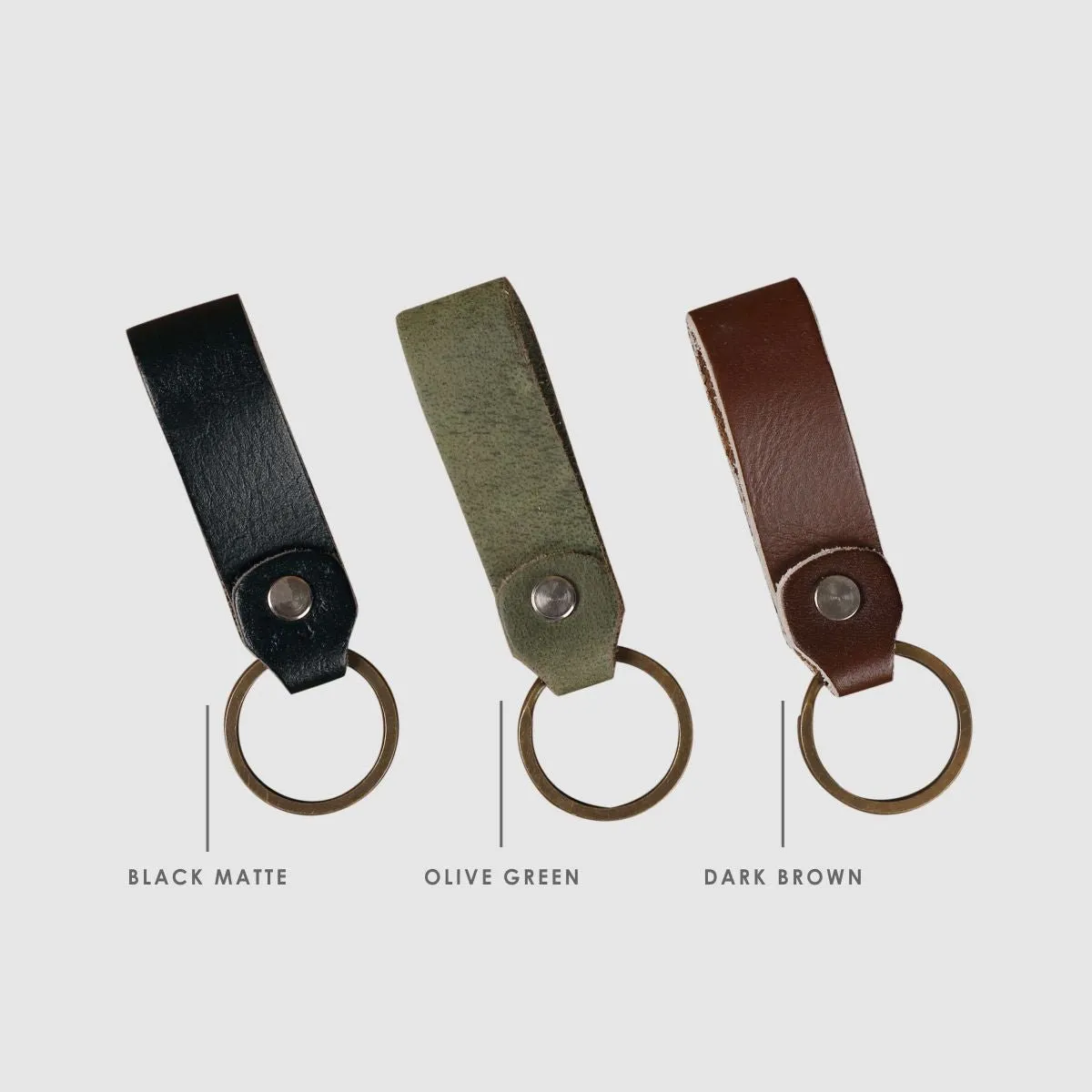 Leather Keychain Sturdy Style- Olive Green