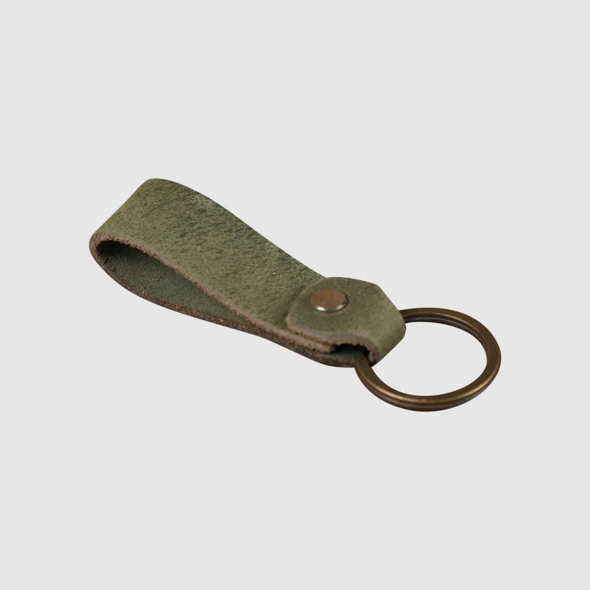 Leather Keychain Sturdy Style- Olive Green