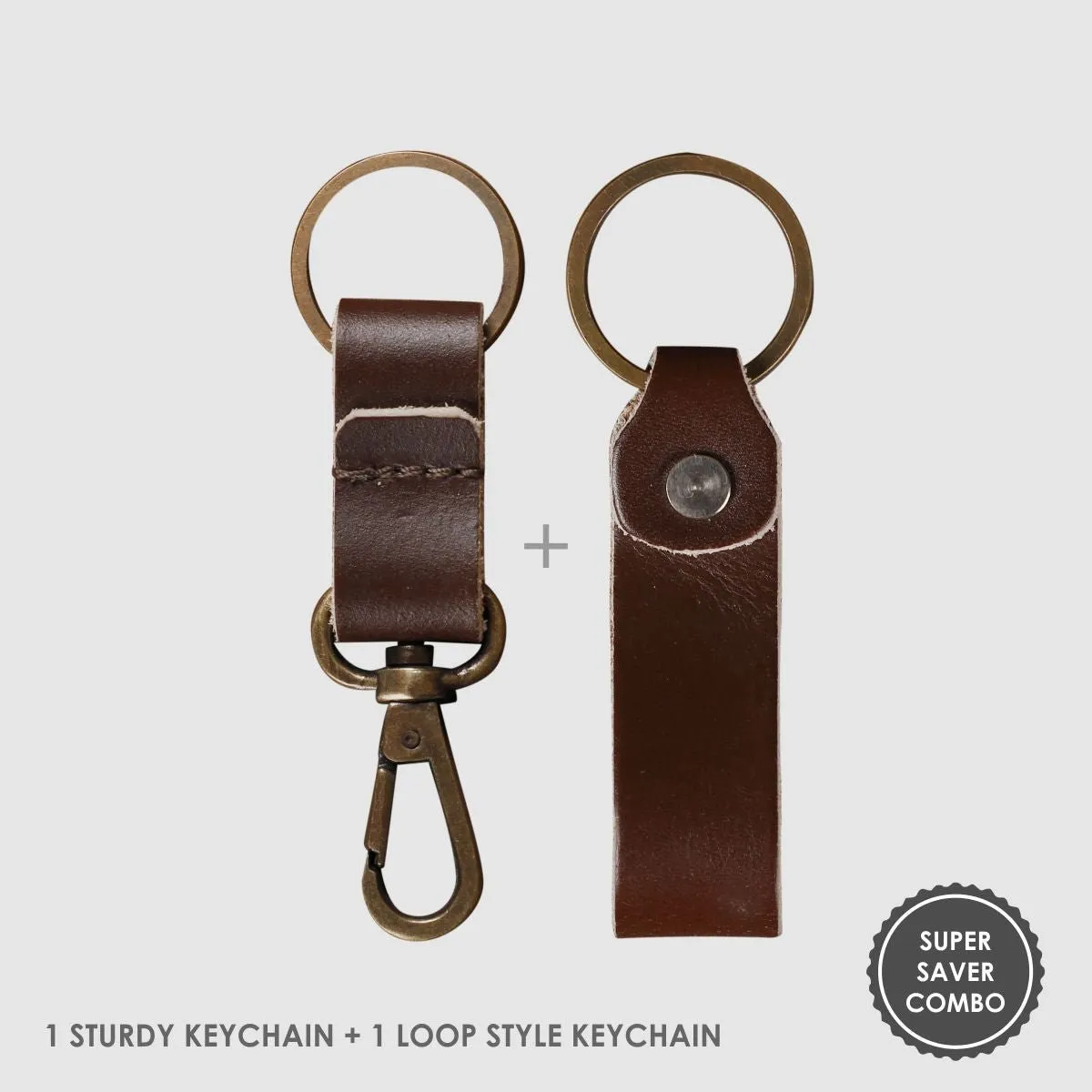Leather Keychain Sturdy Style- Olive Green