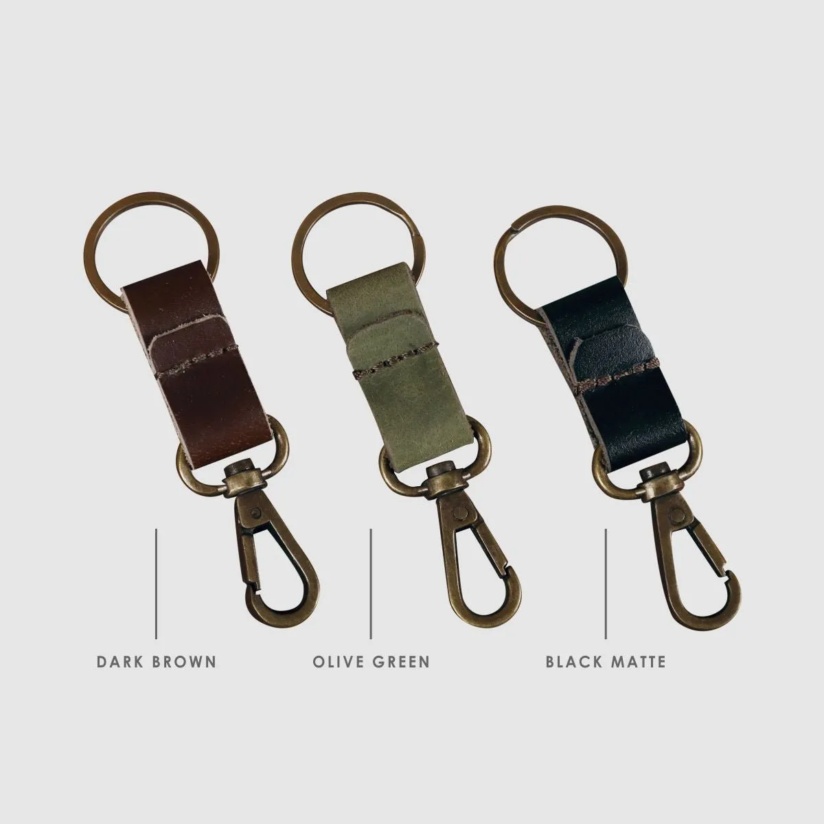 Leather Keychain Sturdy Style- Olive Green