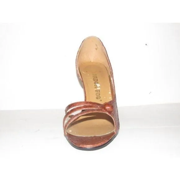 London Fog Textured Snakeskin D'Orsay Heels in Shades of Brown