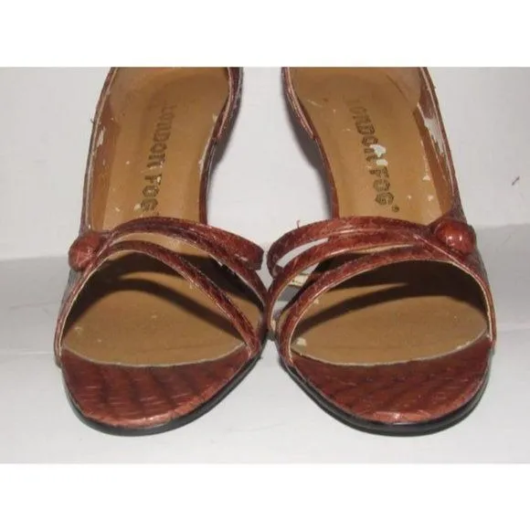 London Fog Textured Snakeskin D'Orsay Heels in Shades of Brown