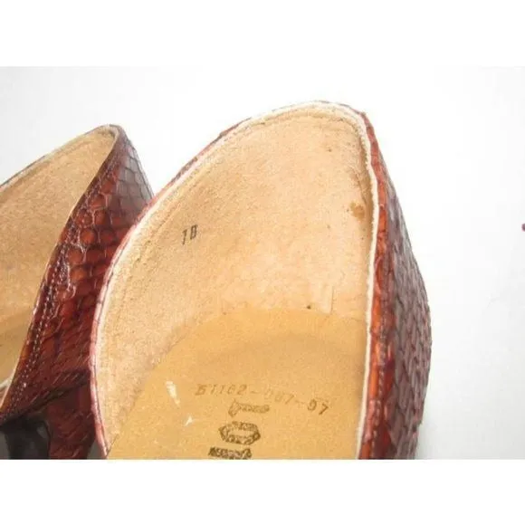 London Fog Textured Snakeskin D'Orsay Heels in Shades of Brown