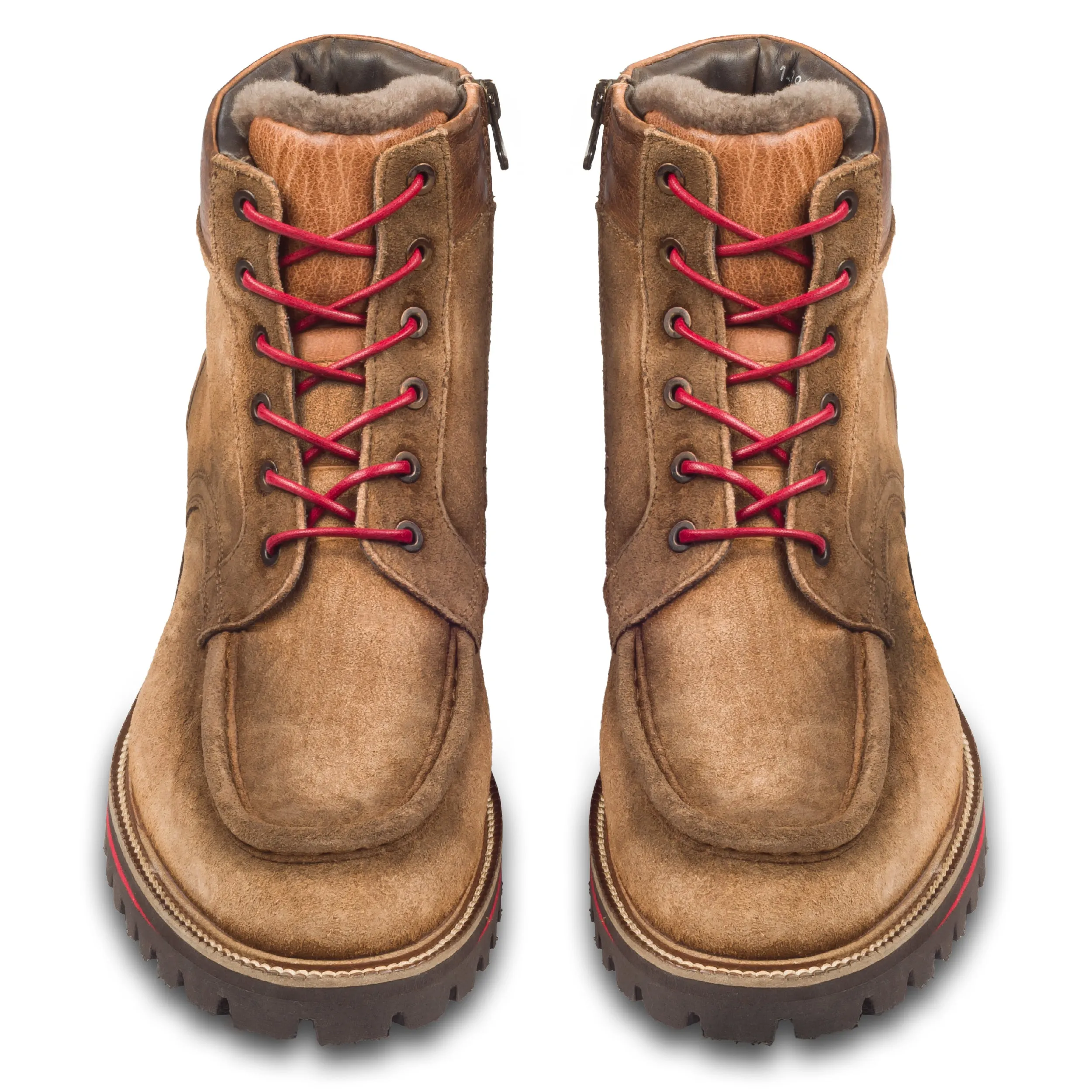LORENZI | Winterstiefelette Herren mit Lammfell & Reißverschluß, braun - Velourleder handgefertigt | SALE %