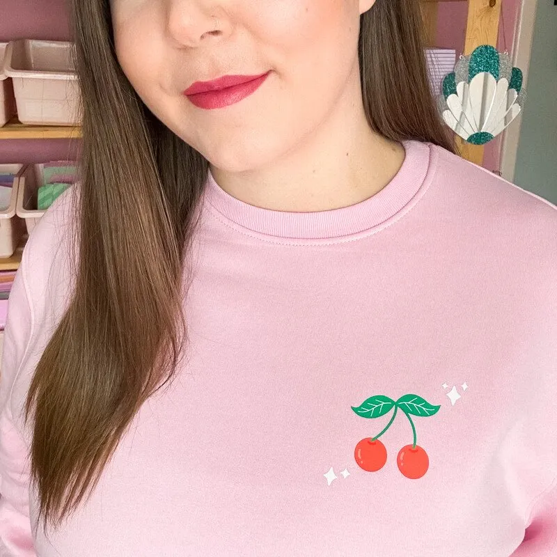 Pink and Red Cherry Valentine's Organic Cotton Sweatshirt - Women's