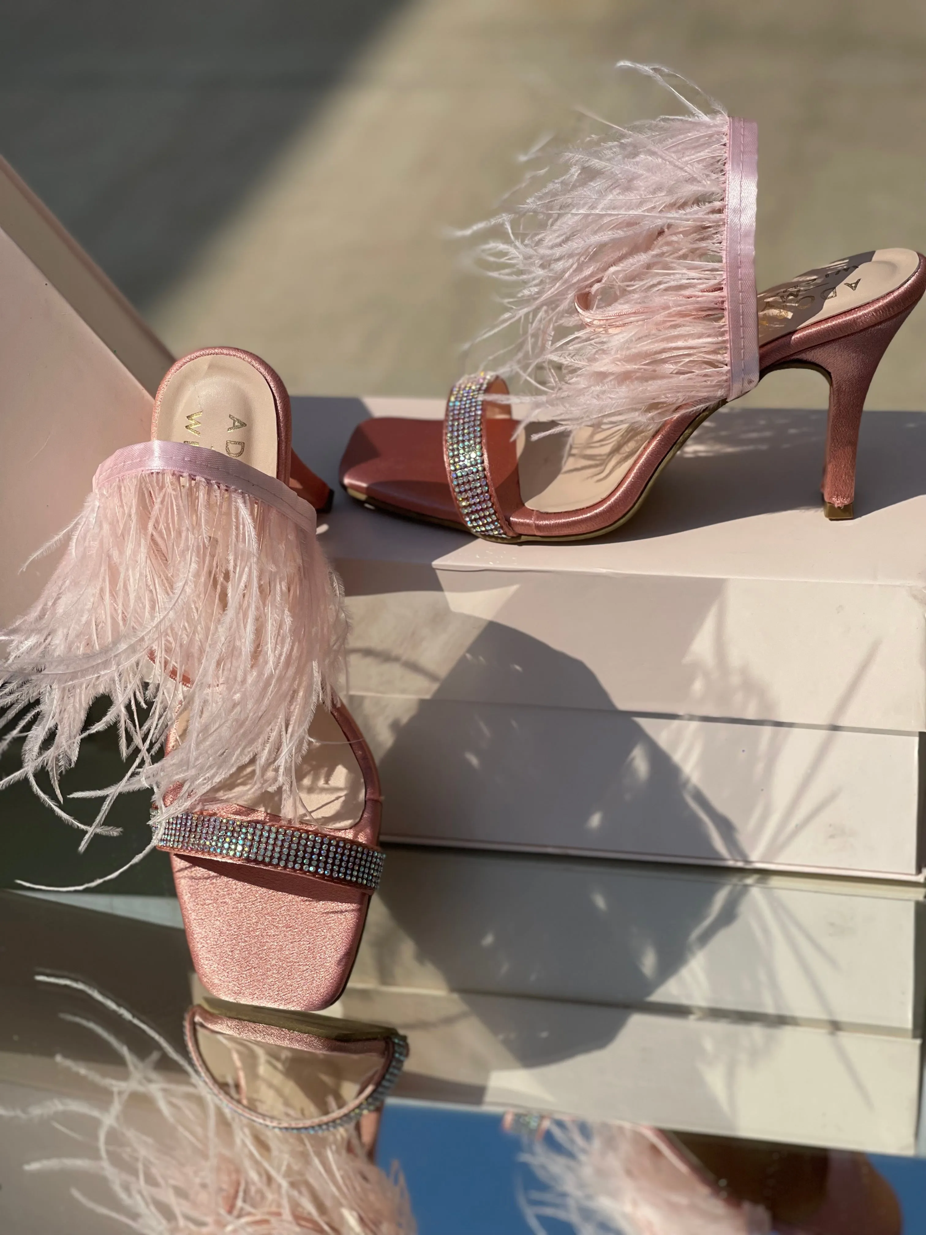 Pink Swan Fluffy Feather Heels