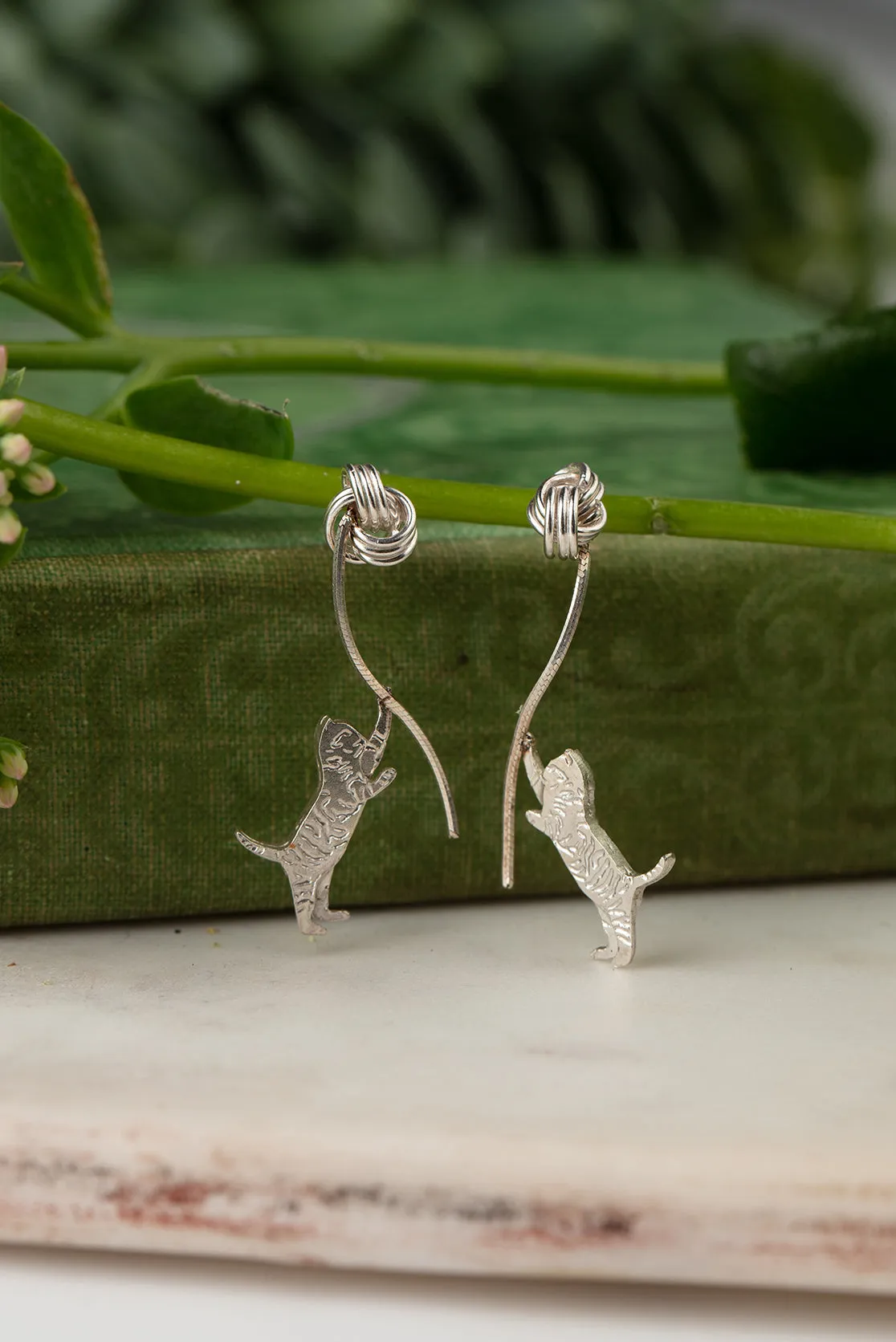 Playful Kitten Drop Earrings
