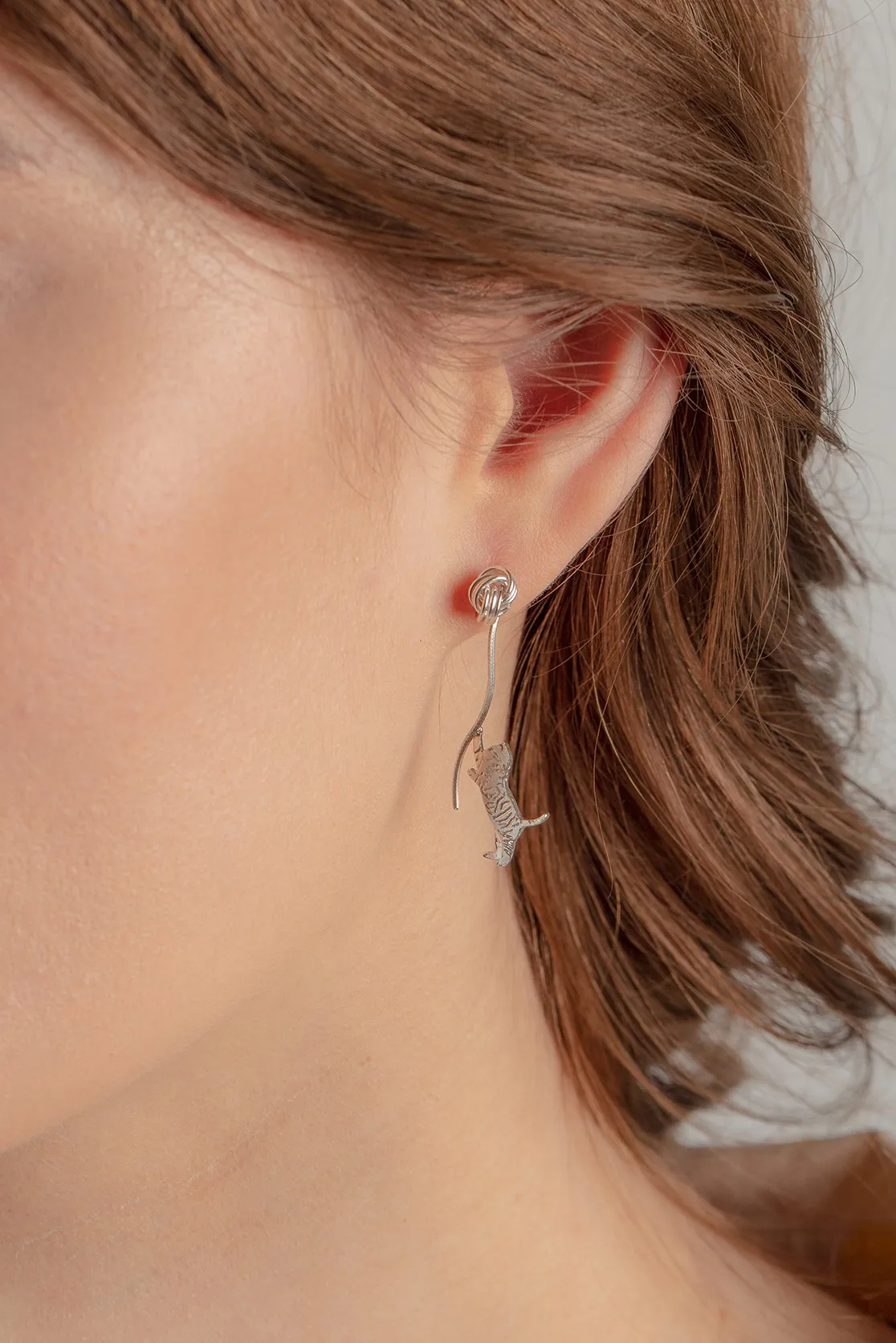 Playful Kitten Drop Earrings