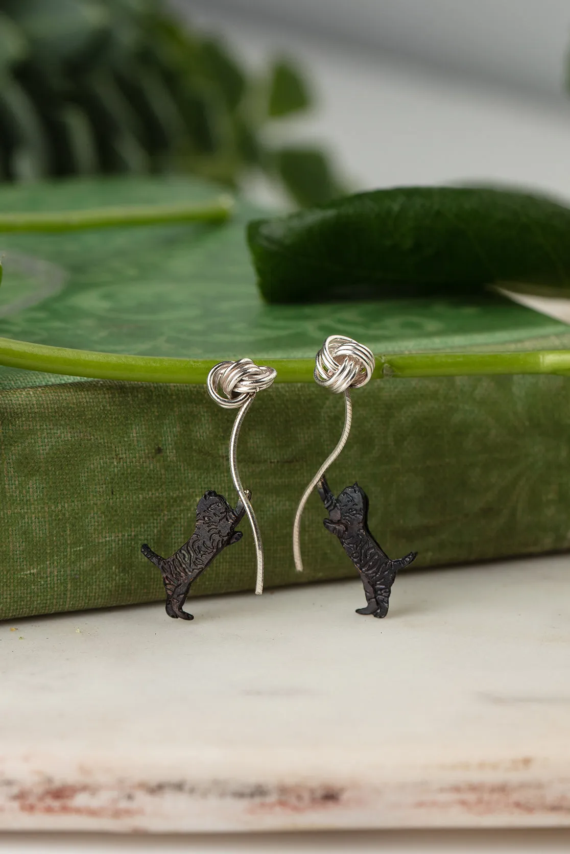 Playful Kitten Drop Earrings