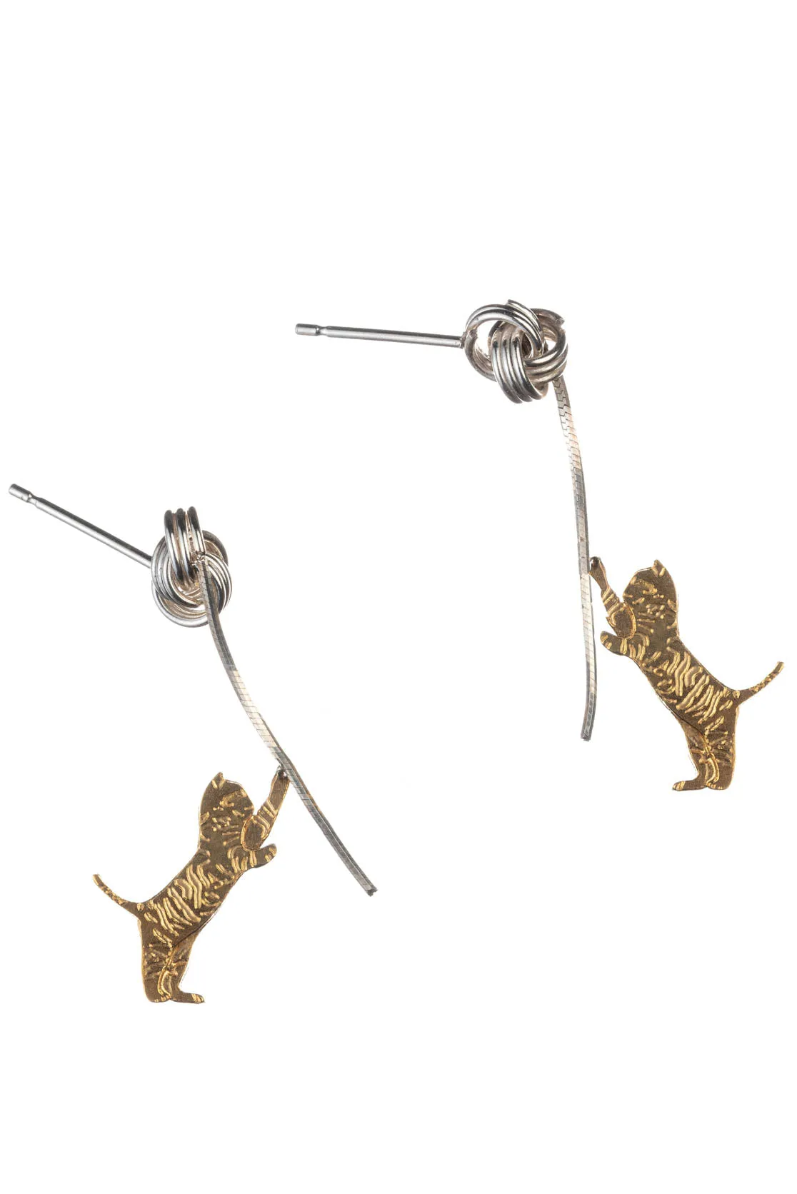 Playful Kitten Drop Earrings