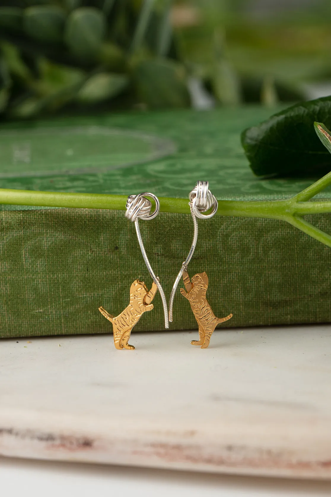Playful Kitten Drop Earrings