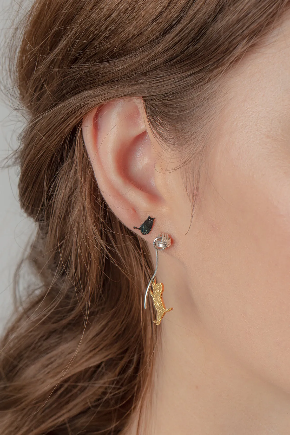 Playful Kitten Drop Earrings