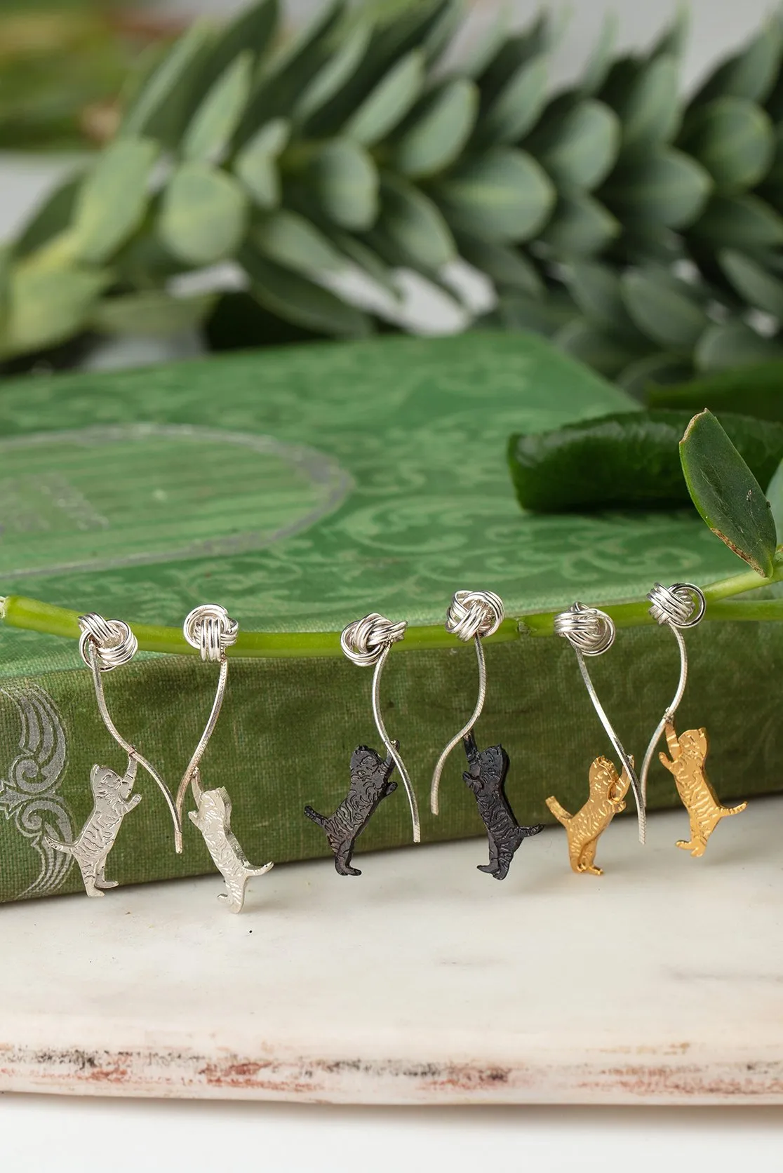 Playful Kitten Drop Earrings