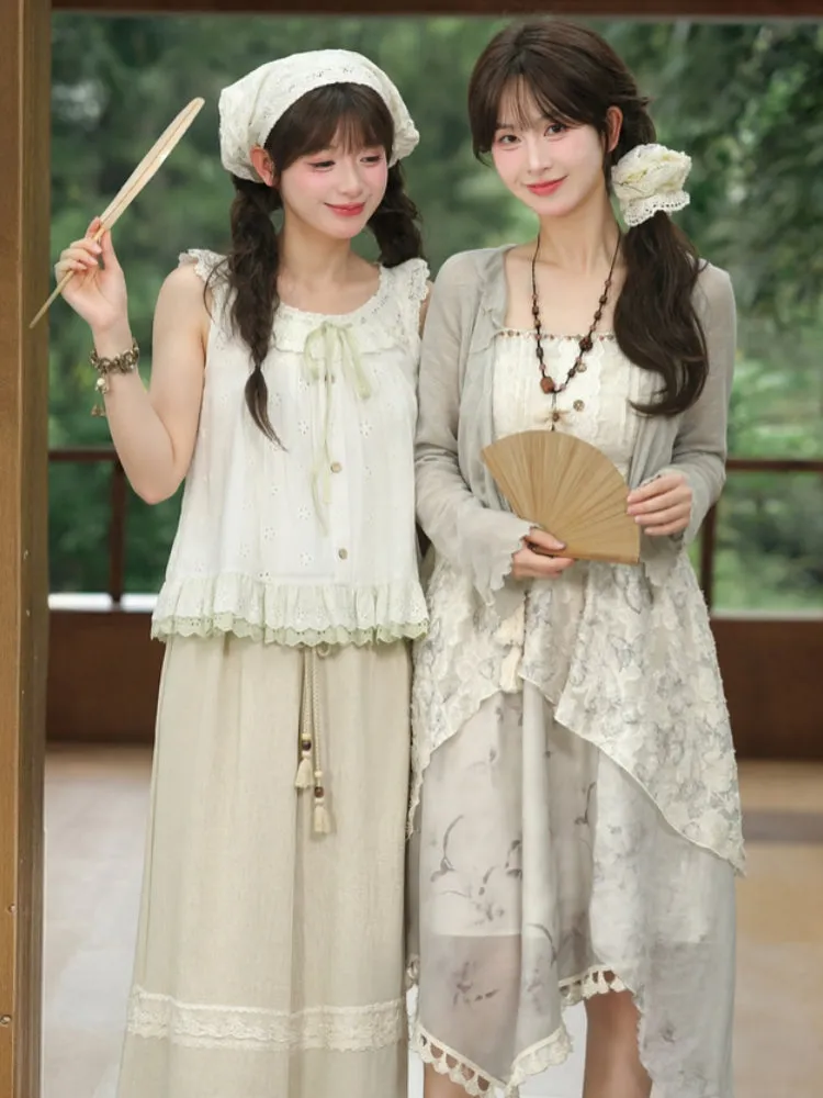 Tassel Lace Patchwork Loose Casual Pants