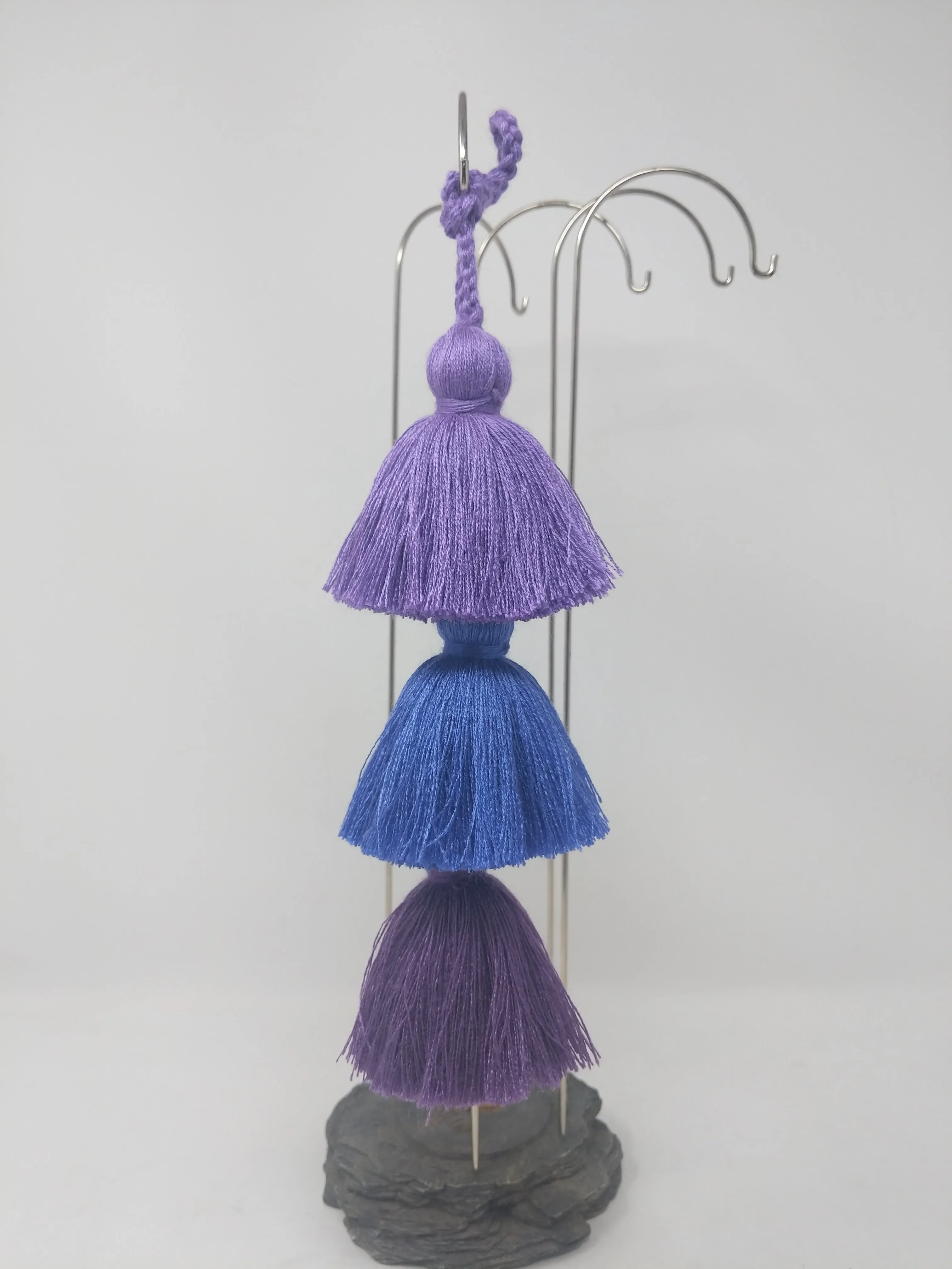 THREE TIER TASSEL DEEP LAVENDER/PERIWINKLE