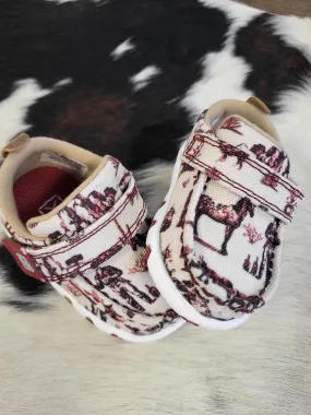 TWISTED X INFANT DRIVING MOC MAROON AND IVORY