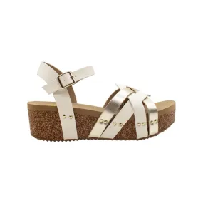 Women's Very Volatile White and Gold Wedges PV1043-PLAT
