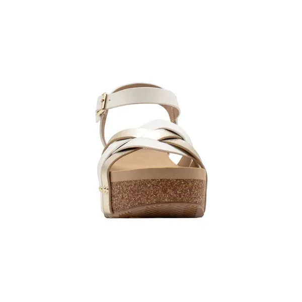 Women's Very Volatile White and Gold Wedges PV1043-PLAT